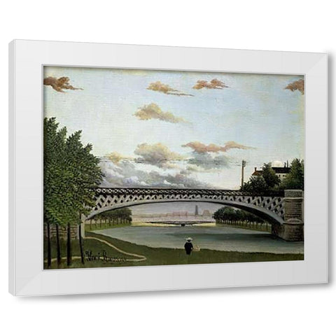 The Charenton Bridge White Modern Wood Framed Art Print by Rousseau, Henri