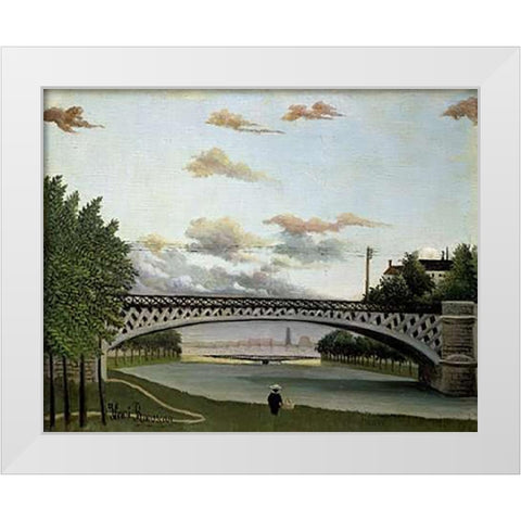 The Charenton Bridge White Modern Wood Framed Art Print by Rousseau, Henri
