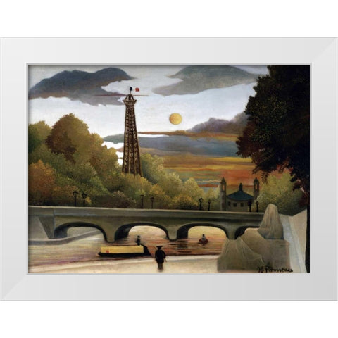 The Eiffel Tower White Modern Wood Framed Art Print by Rousseau, Henri