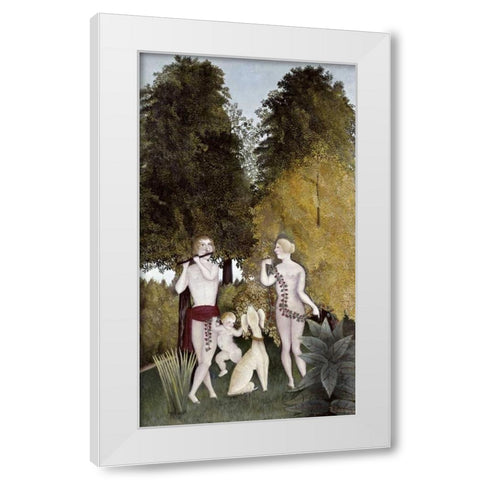 The Happy Quartet White Modern Wood Framed Art Print by Rousseau, Henri