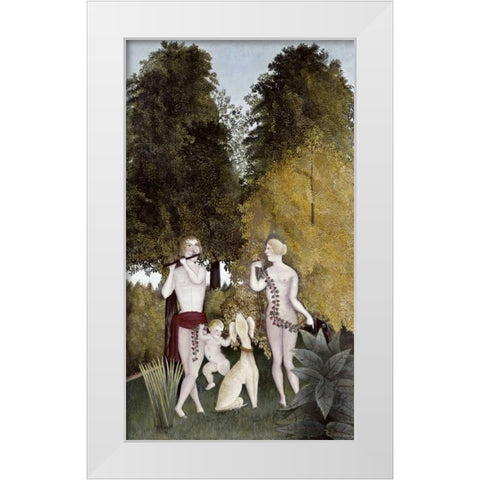 The Happy Quartet White Modern Wood Framed Art Print by Rousseau, Henri
