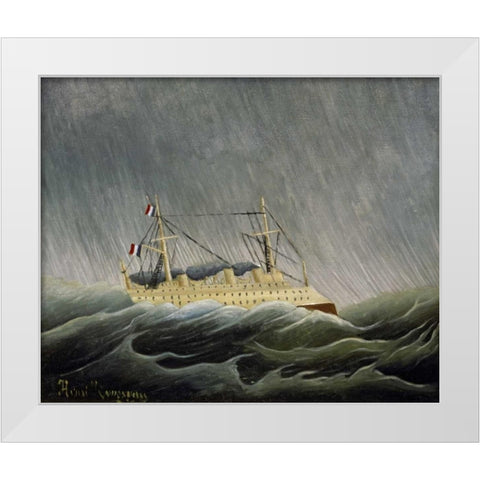 The Ship in the Storm White Modern Wood Framed Art Print by Rousseau, Henri