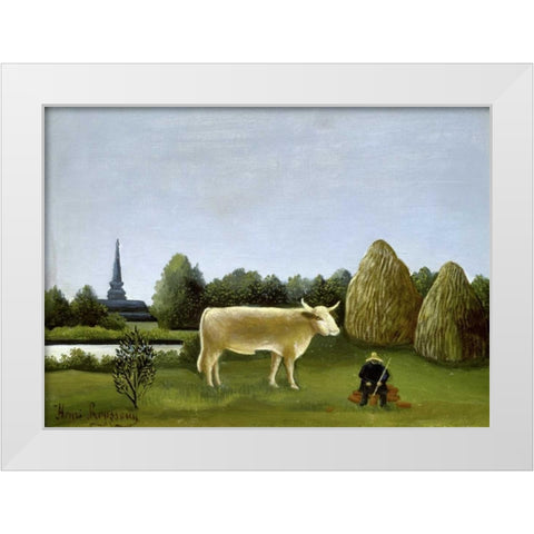 View Surrounding Paris White Modern Wood Framed Art Print by Rousseau, Henri
