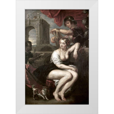 Bathsheba at the Spring White Modern Wood Framed Art Print by Rubens, Peter Paul