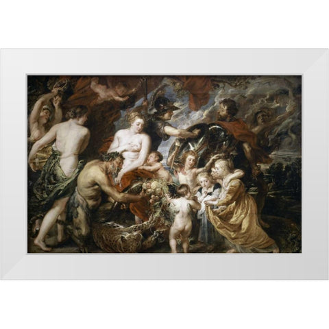 Peace and War White Modern Wood Framed Art Print by Rubens, Peter Paul