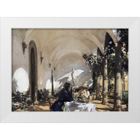 Breakfast in the Loggia White Modern Wood Framed Art Print by Sargent, John Singer