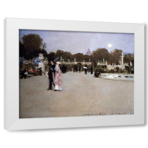 Luxembourg Gardens at Twilight White Modern Wood Framed Art Print by Sargent, John Singer
