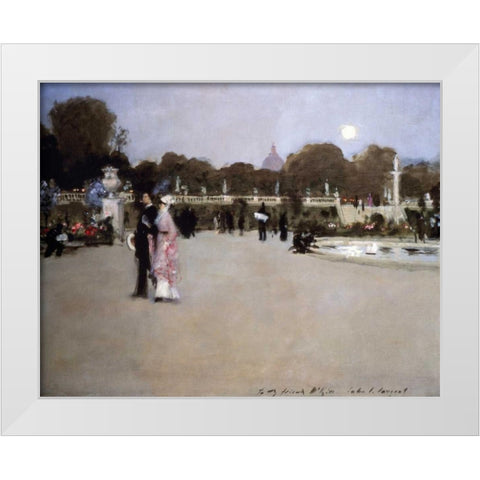 Luxembourg Gardens at Twilight White Modern Wood Framed Art Print by Sargent, John Singer