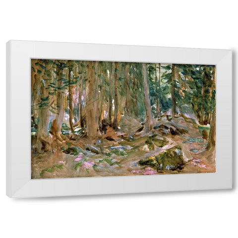 Pine Forest White Modern Wood Framed Art Print by Sargent, John Singer