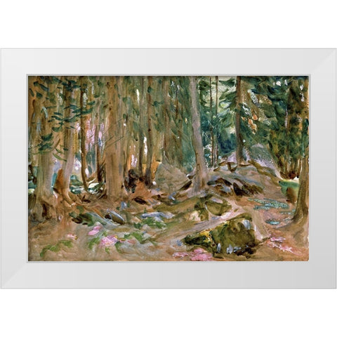 Pine Forest White Modern Wood Framed Art Print by Sargent, John Singer