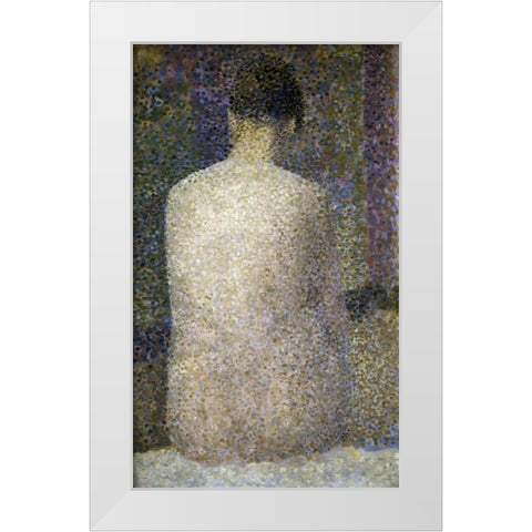Pose From The Back White Modern Wood Framed Art Print by Seurat, Georges