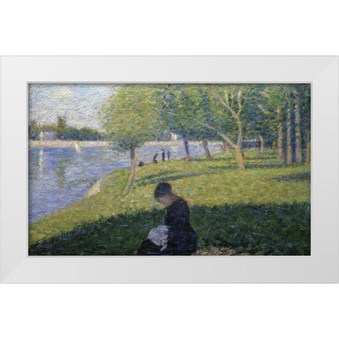Study for A Sunday on La Grande Jatte II White Modern Wood Framed Art Print by Seurat, Georges
