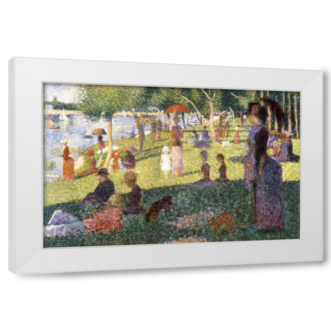 Sunday Afternoon On The Island of La Grande Jatte - Study White Modern Wood Framed Art Print by Seurat, Georges