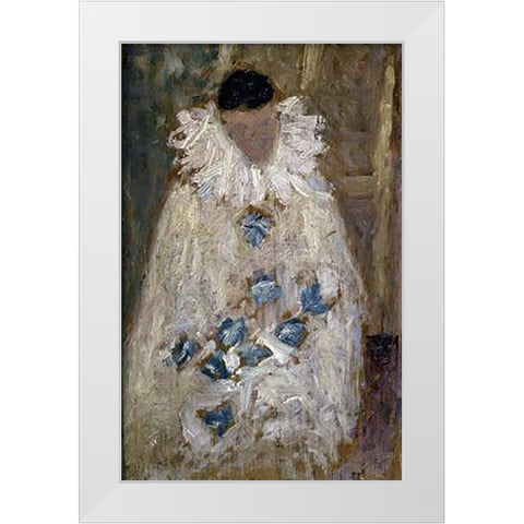 The Painter Aman-Jean as a Clown White Modern Wood Framed Art Print by Seurat, Georges