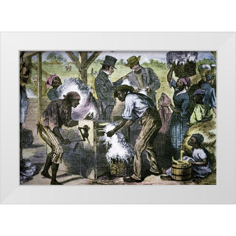 The First Cotton Gin White Modern Wood Framed Art Print by Sheppard, William Ludwell