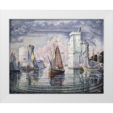 Entrance To The Port of La Rochelle White Modern Wood Framed Art Print by Signac, Paul