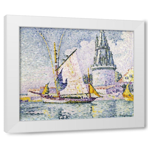 La Tour De Quatre Sergents, La Rochelle White Modern Wood Framed Art Print by Signac, Paul