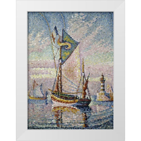 Le Pont De Cancarneau White Modern Wood Framed Art Print by Signac, Paul