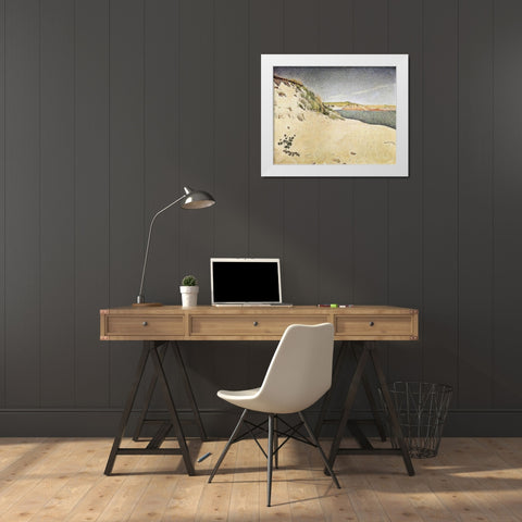 Sandy Ocean Beach White Modern Wood Framed Art Print by Signac, Paul