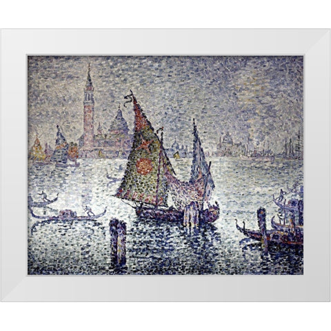Venice: The Green Sail White Modern Wood Framed Art Print by Signac, Paul