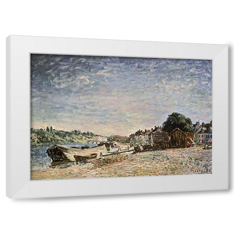 Bord De Riviere a Saint-Mammes White Modern Wood Framed Art Print by Sisley, Alfred