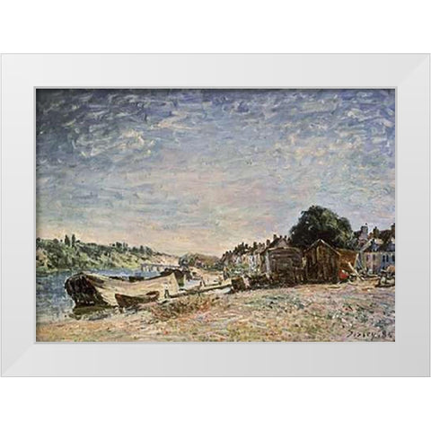 Bord De Riviere a Saint-Mammes White Modern Wood Framed Art Print by Sisley, Alfred