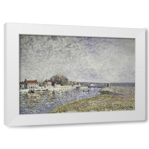 Le Barage, Canal du Loins a Saint-Mammes White Modern Wood Framed Art Print by Sisley, Alfred