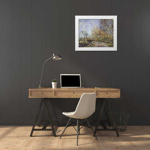 Outskirts of the Fontainbleau Forest White Modern Wood Framed Art Print by Sisley, Alfred