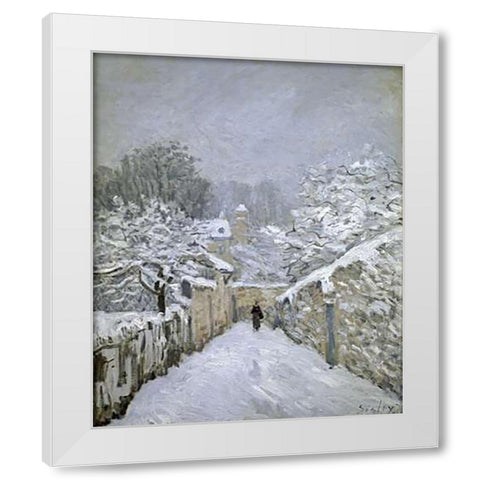The Snow in Louveciennes White Modern Wood Framed Art Print by Sisley, Alfred