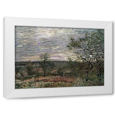 Windy Day In Vienna White Modern Wood Framed Art Print by Sisley, Alfred