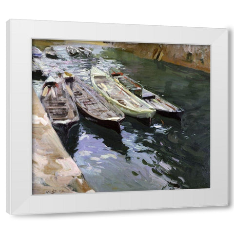 Boats at Rest White Modern Wood Framed Art Print by Sorrolla y Bastida, Joaquin
