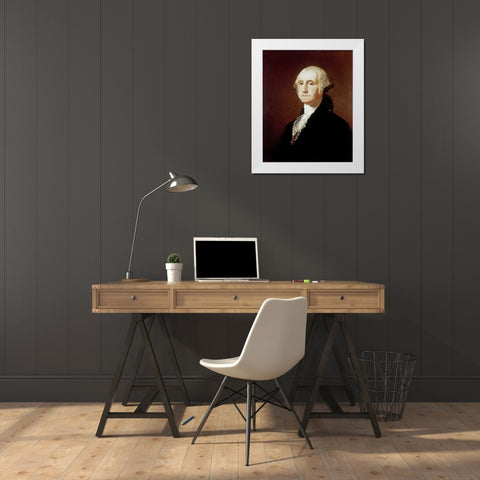 George Washington White Modern Wood Framed Art Print by Sully, Thomas
