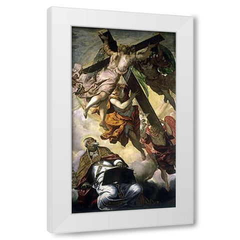 St. Peters Vision White Modern Wood Framed Art Print by Tintoretto, Jacopo