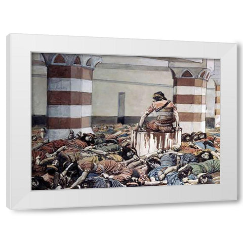 Abimelech Slays His Seventy Brethren White Modern Wood Framed Art Print by Tissot, James
