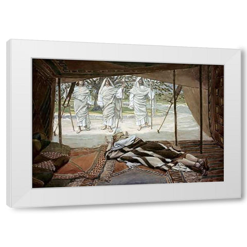 Abraham and The Three Angels White Modern Wood Framed Art Print by Tissot, James