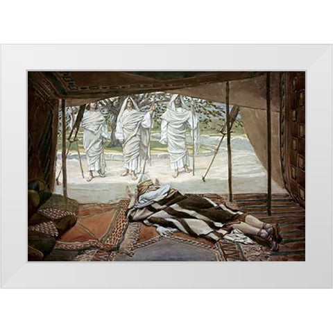 Abraham and The Three Angels White Modern Wood Framed Art Print by Tissot, James