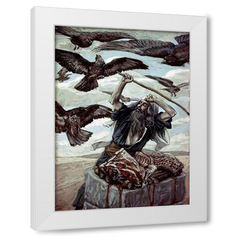 Abraham Guarding His Sacrifice White Modern Wood Framed Art Print by Tissot, James