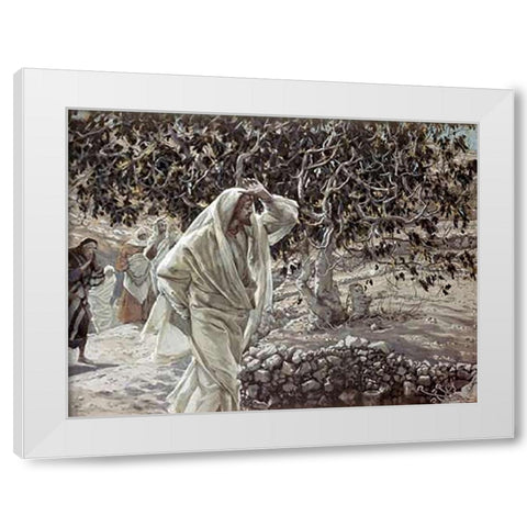 Accursed Fig Tree White Modern Wood Framed Art Print by Tissot, James