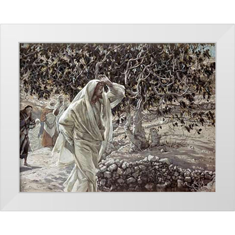 Accursed Fig Tree White Modern Wood Framed Art Print by Tissot, James