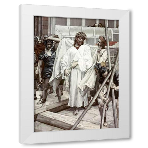 And They Put His Own Raiment On Him White Modern Wood Framed Art Print by Tissot, James