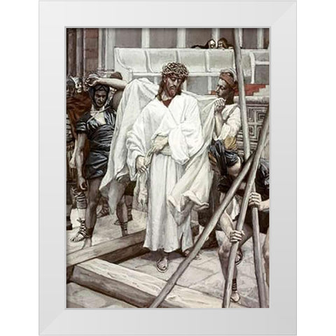 And They Put His Own Raiment On Him White Modern Wood Framed Art Print by Tissot, James