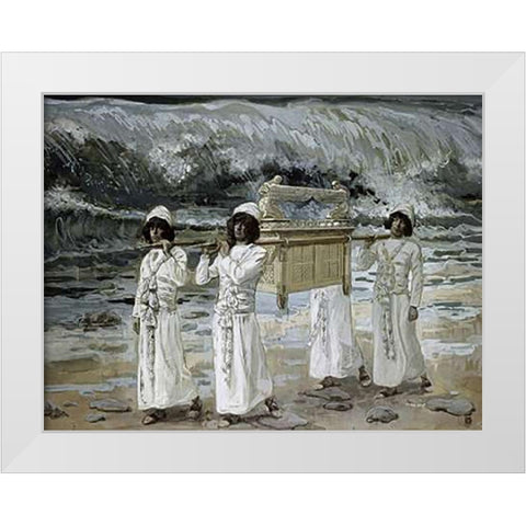 Ark Passes Over The Jordan White Modern Wood Framed Art Print by Tissot, James