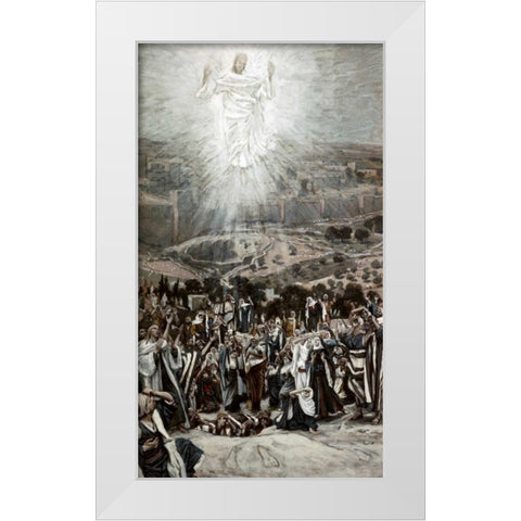 Ascension From The Mount of Olives White Modern Wood Framed Art Print by Tissot, James Jacques