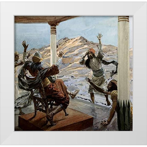 Bad News White Modern Wood Framed Art Print by Tissot, James