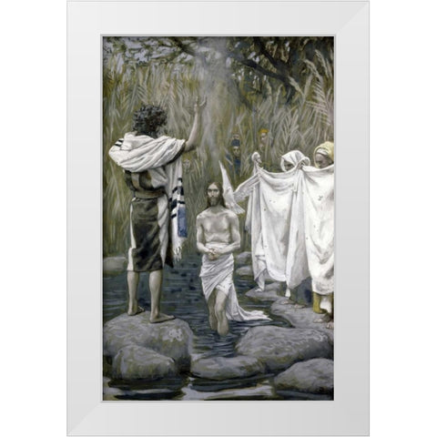 Baptism of Jesus White Modern Wood Framed Art Print by Tissot, James Jacques
