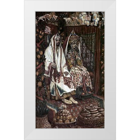Betrothed of Cana In Galilee White Modern Wood Framed Art Print by Tissot, James