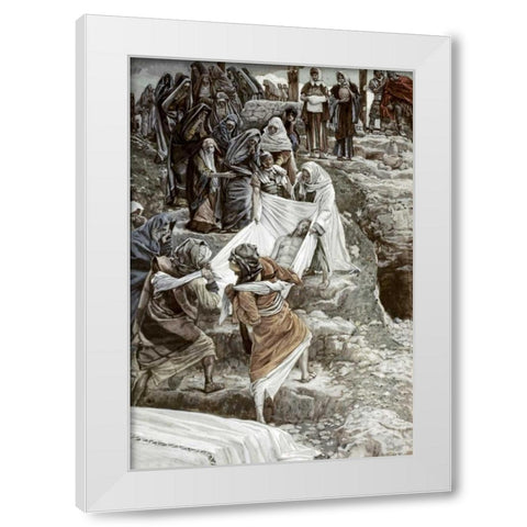 Body of Jesus Carried To The Stone of Anointing White Modern Wood Framed Art Print by Tissot, James Jacques