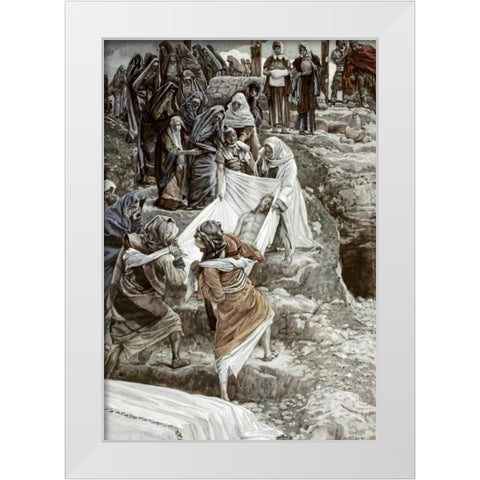 Body of Jesus Carried To The Stone of Anointing White Modern Wood Framed Art Print by Tissot, James Jacques
