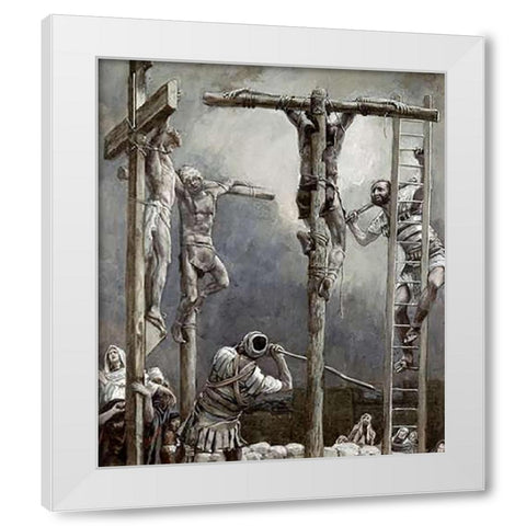 Breaking The Thieves Legs White Modern Wood Framed Art Print by Tissot, James
