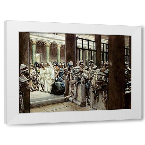 But No Man Laid Hands Upon Him White Modern Wood Framed Art Print by Tissot, James
